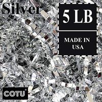5 LB Premium Silver Metallic Crinkle Shred Gift Basket Shred Crinkle Paper Filler Bedding by COTU (80 oz)