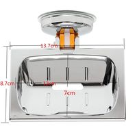 1pcs Round Square Shape Stainless Steel Plated Classic Bathroom Shower Sink Soap Dish Holder Basket Suction Cup Home Decoration (Square)