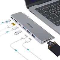 USB C Hub, SOLOS 8 in 1 USB C to HDMI Laptop Docking Station with PD Port, HDMI, Type C, 3 USB 3.0, SD TF Card Ports Compatible with MacBook Air 2019/2018 and MacBook Pro 2018/2017/2016