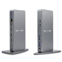 WAVLINK USB 3.0 & USB C Ultra HD/5K Universal Docking Station, Dual 4K Video Display with 2xDisplay Port, 2xHDMI, Gigabit Ethernet,4 USB 3.0 Port, 2 Type C-PD Function Not Supported