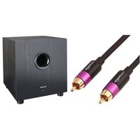 Pioneer SW-8MK2 Andrew Jones Designed 100-Watt Powered Subwoofer & AmazonBasics Subwoofer Cable - 15 Feet
