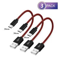 [3Pack] Short USB Type C Cable 1ft, AOSOK Nylon Braided USB A to USB-C Fast Charger Cords Compatible Samsung Galaxy S10 S9 S8 Note 8,Nexus 6P,Google Pixel,LG G5 G6,OnePlus,Power Bank (Black Red)