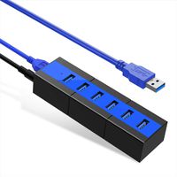 USB Hub 3.0 K&ZZ 6 Port 10W Data Hub with 6 USB 3.0 Port Compatible PC, Macebook, USB Flash Drive, Mouse and More (Blue)