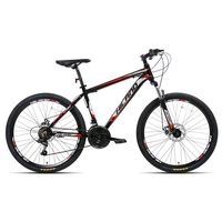Hiland 26 Inch Mountain Bike Aluminum MTB Bicycle with 17 Inch Frame Kickstand Disc-Brake Suspension Fork Cycling Urban Commuter City Bicycle Black Red
