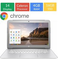 HP 14in Flagship Chromebook, Full HD IPS 1920 x 1080, Celeron N2940 up to 2.25GHz, 4GB RAM, 16GB SSD, WiFi, Bluetooth, HDMI, Webcam, No-DVD, Chrome OS-White (Renewed)