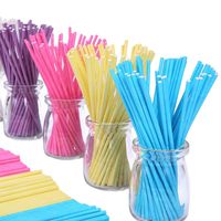 Colored Lollipop Sticks 100 Count 6 inch (Blue, White, Purple, Yellow, Rose-red) (100)