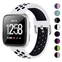 XIMU Sport Bands Compatible with Fitbit Versa/Versa 2 / Versa Lite, Soft Silicone Waterproof Breathable Sport Watch Strap Replacement Wristband Accessories Women Man for Versa Smart Watch