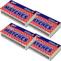 4 Packs Large Matches 250 Count Strike on Box Fire Starter 1000 Matches Lot