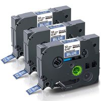 Unismar Tze-535 Tze Tape 12mm 0.47 Laminated White on Blue Compatible for Brother P-Touch PT-D210 PT-D200 PT-D400 PT-H100 PT-H110 PT-H105 PT-1280 PT-1880 PT-1890C Label Maker, 1/2'' x 26.2', 3-Pack