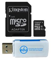 Kingston 32GB SDHC Micro Canvas Select Memory Card and Adapter Bundle Works with Samsung Galaxy A50, A40, A30 Cell Phone (SDCS/32GB) Plus (1) Everything But Stromboli (TM) MicroSD and SD Card Reader