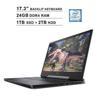 2020 Dell G7 7790 17.3 Inch FHD 1080P Gaming Laptop, Intel 6-Core i7-9750H up to 4.50 GHz, GeForce RTX 2060 6GB, 24GB DDR4 RAM, 1TB SSD (Boot) + 2TB HDD, HDMI, WiFi, Backlit KB, Windows 10, Gray