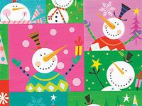 Pack of 1, Colorblock Snowman 26" x 417' Half Ream Roll Gift Wrap for Holiday, Party, Kids' Birthday, Wedding & Special Occasion Packaging