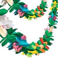FuturePlusX Paper Garland Decorations, 2PCS Hibiscus Garland Flower Banner Tropical Paper Flowers Luau Party Decorations
