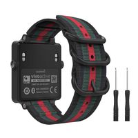 MoKo Watch Band for Garmin Vivoactive Acetate, Fine Woven Nylon Adjustable Replacement Strap for Garmin Vivoactive/Vivoactive Acetate Sports Smart Band - Black & Green & Red