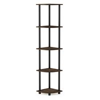 Furinno Turn-N-Tube 5 Tier Corner Display Rack Multipurpose Shelving Unit, Columbia Walnut/Black