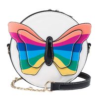 Fashionhe Messenger Bag Women Butterfly Hit Color Shoulder Bag Chain Bag Cosmetic Bag Handbag Crossbody Bag(Black)