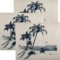 Peaceful Beach Set of 3 Each Swedish Dishcloths | ECO Friendly Absorbent Cleaning Cloth | Reusable Cleaning Wipes
