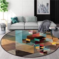 RUGSMAT Abstract Round Kids Rugs,Modern Theme Composition Coffee Table Mat Non-Skid Living Room Carpet Diameter-47