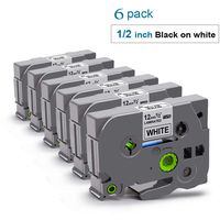 6-Pack Ptouch Tapes 12mm 0.47 Inch Laminated Black on White TZe Label Tapes TZe231 Compatible with Brother P-Touch PT D400, H110, PT-D450, PT-D200 Label Maker, and More, 26.2 Feet (8 Meter) Roll