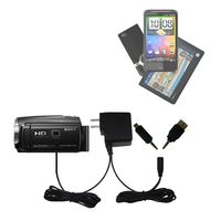 Dual Wall/Travel AC Charger Compatible with Sony HDR-PJ440 / HDR-PJ670 - One Charger for up to Two Devices with upgradeable Gomadic Brand TipExchange