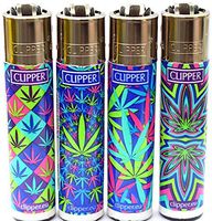 Clipper Marijuana Hemp Psychedelic Leaves Refillable Lighters Lot of 4