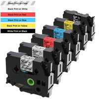 Replace TZe Tape 18mm 0.7 Laminated White/Clear/Red/Blue/Yellow/Black TZe-241 TZe-141 TZe-441 TZe-541 TZe-641 TZe-345 TZ Tape Work with P-Touch PT-D400 1800 1880, 3/4 Inch x 26.2 Feet, 6-Pack