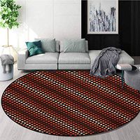 RUGSMAT Retro Modern Machine Round Bath Mat,Funky Nostalgic Polka Dots Circle Rounds in Contrast Image Non-Slip No-Shedding Kitchen Soft Floor Mat,Round-51 Inch Ruby Vermilion Burgundy Dark Brown