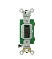 Leviton 3031-2 30 Amp, 120/277 Volt, Toggle Single-Pole AC Quiet Switch, Extra Heavy Duty Grade, Self Grounding, Brown