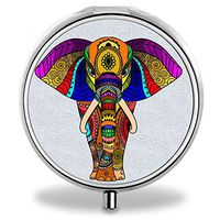 Elephant Pill Case, Round Stainless Drug Organizer Container Medicine Cover for Pocket Daily&Weekly