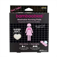 Bamboobies Nursing Pads for Breastfeeding | Reusable Breast Pads | Perfect Baby Shower Gifts | 4 Pairs| 3 Regular Pairs + 1 Overnight Pair