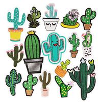 Libiline Kid Embroidered Patch Cactus Sew On/Iron On Patch Applique Clothes Dress Plant Hat Jeans Sewing Flowers Applique DIY Accessory (Cactus)