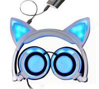 TechComm K8 Pointy Cat Ear LED Headphones with Glowing Ears and Earpads