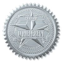 Seal of Achievement Embossed Silver Certificate Seals, 102 Pack