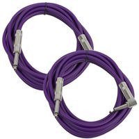 Seismic Audio - SAGC10R - 10 Foot (2 Pack) TS 1/4" to 1/4" Right Angle TS Guitar Cables Purple