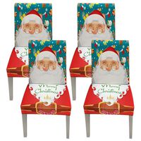 Fuloon 4 Pack Super Fit Stretch Removable Washable Short Dining Chair Protector Cover Seat Slipcover for Hotel,Dining Room,Ceremony,Banquet Wedding Party (Mix Red-Christmas)