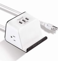 BYGD Power Strip with Surge Protector, 2 AC Outlets and 3 3.0 USB Ports 5FT Cord Desktop Charging Station.