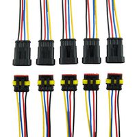 MUYI 5 Sets 18AWG Waterproof Electrical Connectors Kit 1.5mm Series Terminal and Rubber Seal with 10cm Wire Weatherpack Connectors (4 pin)