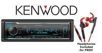 Kenwood KMM-BT322U Media Receiver w/Bluetooth and HD Radio + Sport Headphones