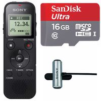 Sony ICD-PX470 Stereo Digital Voice Recorder with Built-in USB Voice Recorder w ECM-CS3 Clip-Style Mic and 16GB Class Micro SD