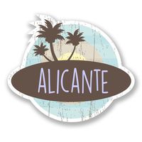 2 x 10cm/100mm Alicante Spain Vinyl SELF ADHESIVE STICKER Decal Laptop Travel Luggage Car iPad Sign Fun #6762