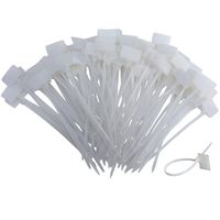 Huouo 200 PCS 4 Inches Nylon Cable Ties Self-Locking Cord Tags Marker Label Write on Ethernet Wire Zip Ties Power Marking Label
