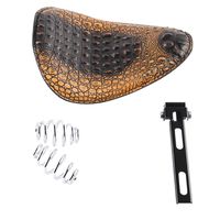 Brown Alligator Leather Bobber Solo Seat Saddle Chrome Barrel Springs Mounting Bracket Set for Harley Sporster 883 1200 Chopper Bobber 48 Dyna