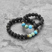 Mystiqs Kids and Adult Matching Lava Rock Beaded Bracelets Essential Oil Diffuser Set for Aromatherapy Ideal for Anti-Stress or Anti-Anxiety