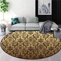 RUGSMAT Victorian Round Kids Rugs,Ancient Times Classic Design Non-Slip Fabric Round Rugs for Living Room Diameter-47