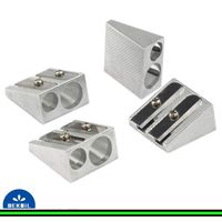 Wekoil Pencil Sharpeners Manual Twin Metal Dual Sharpening Blade Double Holes Rectangular Pencil Sharpener for Colored Graphite Pencils Crayons Jumbo, Pack of 4,Silver
