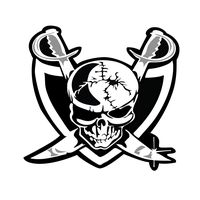 Raider Nation Skull OriginalStickers0659 Set Of Two (2x) Stickers , Laptop , Ipad , Car , Truck , Size 4 inches on Longer Side