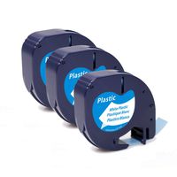 Compatible for DYMO Letratag 91331 Label Tape Black Print on White Plastic Tape 12mm x 4m, 1/2'' W x 13' L,2 Roll (3 Pack)