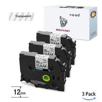 Wolfgray 3 Pack Compatible Brother Tze-131 Tapes Tze131 Tz131 P-touch TZe Label Tapes for Brother P Touch PTD-210 PT-H100 PT-H110 PT-D400 PT-1280 PT-1880(12mm x 8m Black on Clear Laminated Label Tape)