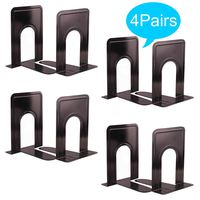 Metal Bookends, Universal Nonskid Heavy Duty Book Ends Support,Book Stopper for School/Office/Home/Library-6.7"×5"×4.7"-(4 Pairs / 8 Piece)