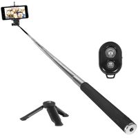 Deco Essentials Telescopic Metal 33" Selfie Stick w/Tripod and Wireless Remote for iOS/Android, Perfect for Travel, Outdoor Adventures, Beach Trips, Parties, Easy to Store